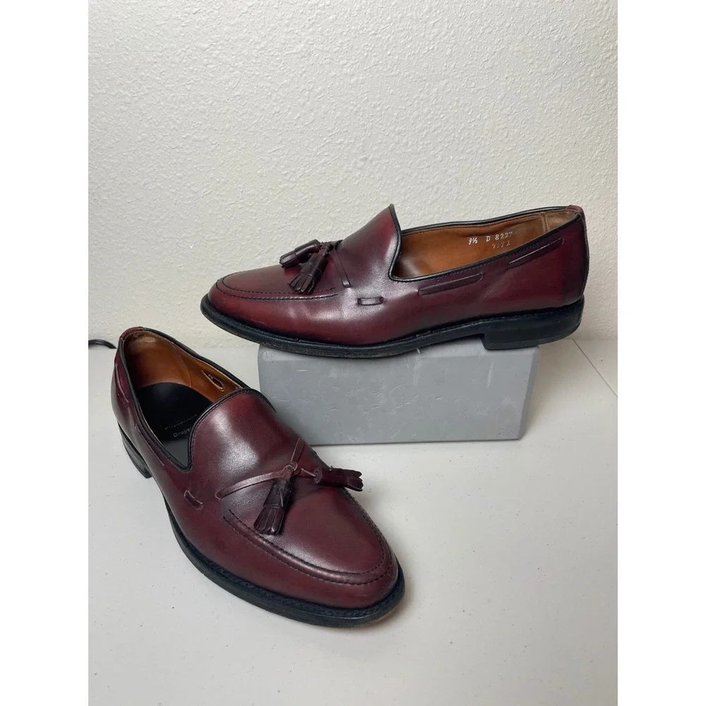 Allen Edmonds Grayson Tassel Loafers Burgundy Leather Men's Dress‎ Shoes 9.5D